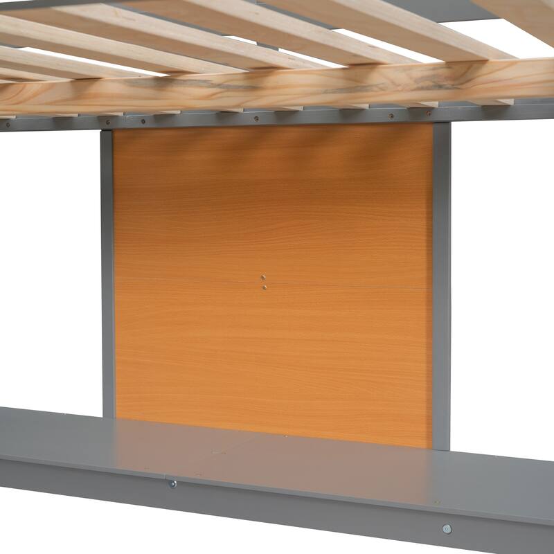 Full Size Loft Bed with Desk, Storage & 2 Drawers, Wooden Frame