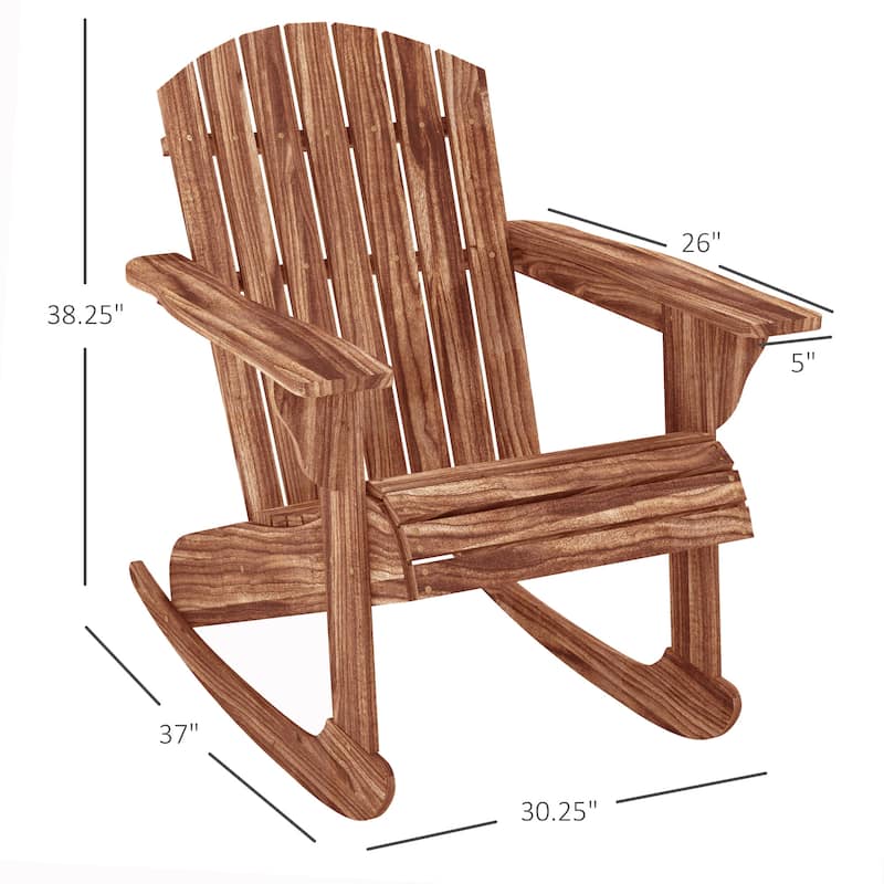 Outdoor Wooden Rocking Chair with Ergonomic Backrest and Slatted Design for Garden and Backyard Seating