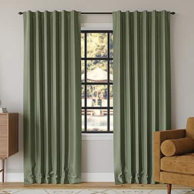 Sun Zero Evelina Faux Dupioni Silk Thermal Extreme Total Blackout Back Tab Curtain Panel, Single Panel