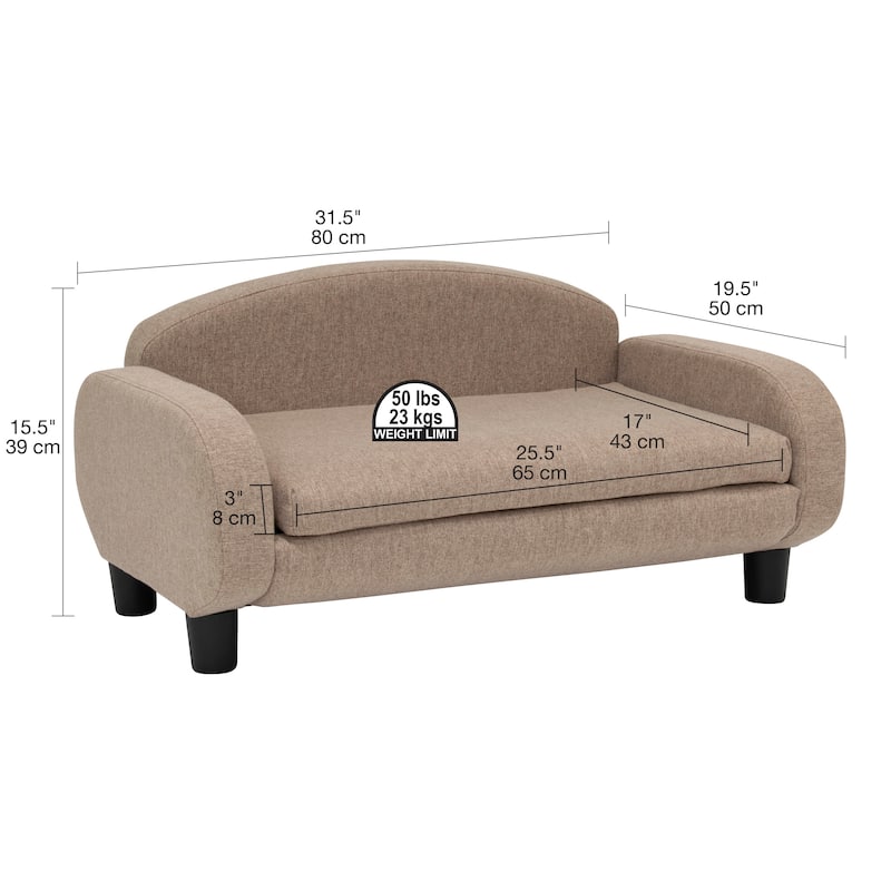 Paws & Purrs Modern Pet Sofa Bed Low-Back Lounger for Dogs & Cats – Removable Washable Mattress Cover