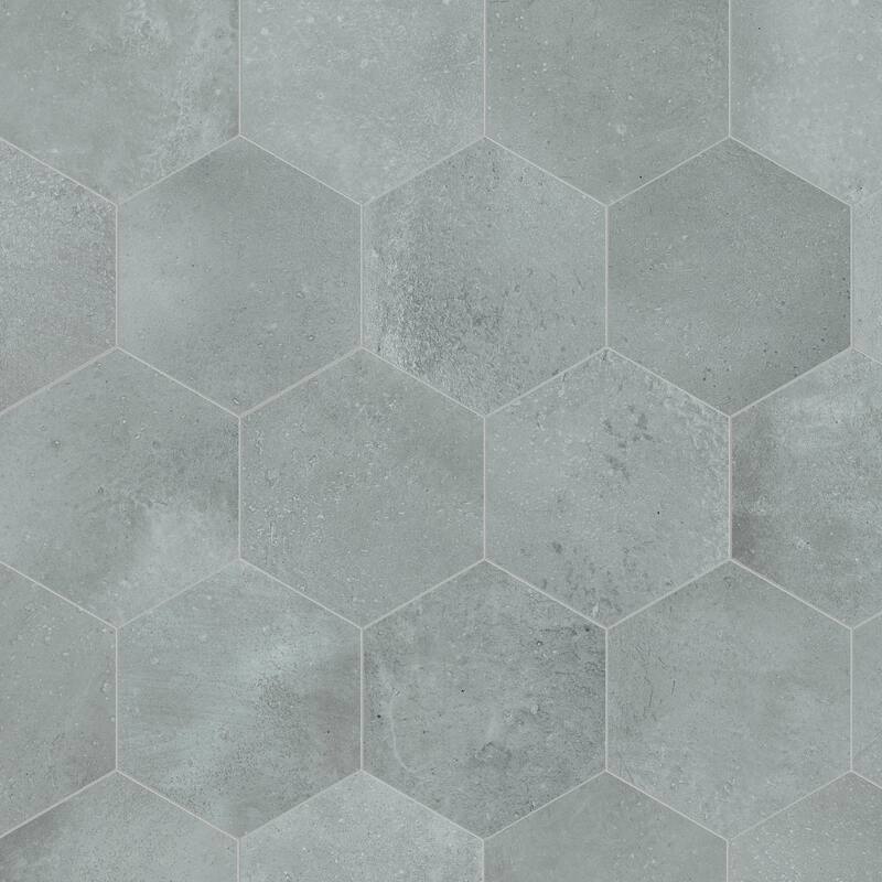 Merola Tile Atlas Hex Grey 8-5/8" x 9-7/8" Porcelain Floor and Wall Tile