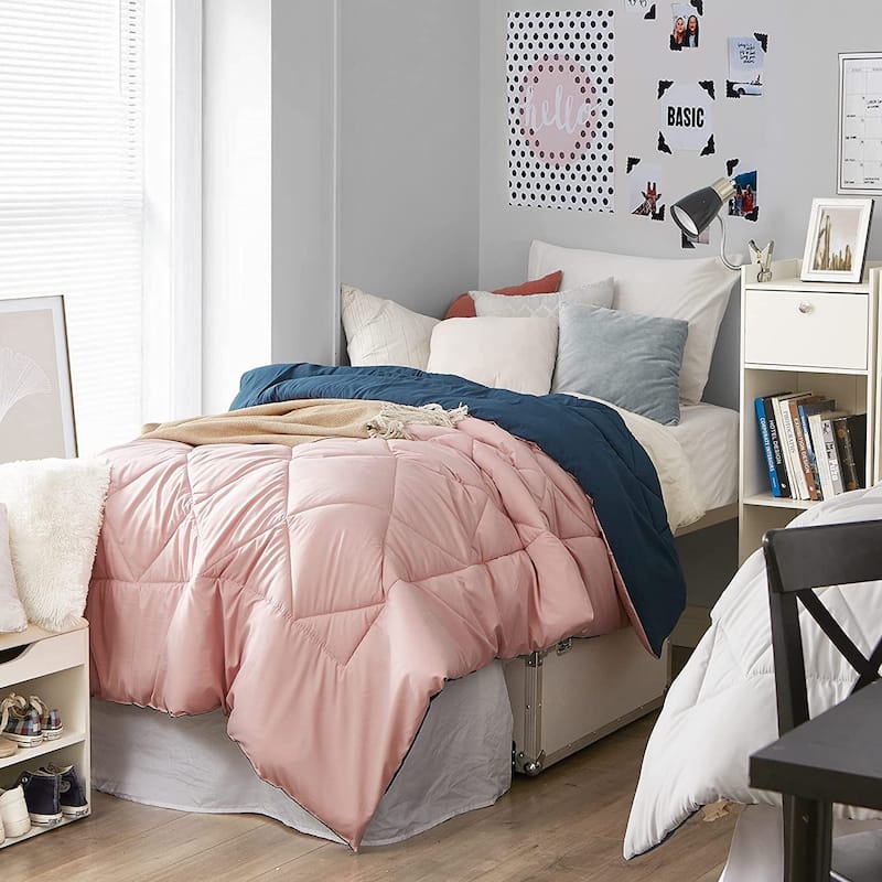 Silver Pink/Nightfall Navy Reversible Twin XL Comforter