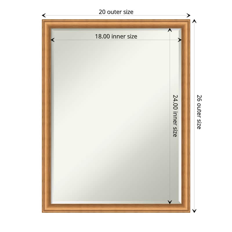 Salon Scoop Half-Inch-Bevel Wood Framed Bathroom Vanity Wall Mirror - Glass Size 18x24 - Salon Scoop Copper