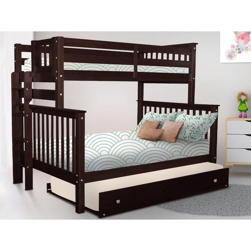Taylor & Olive Trillium Twin over Full Bunk Bed Ladder, Twin Trundle - Dark Cherry