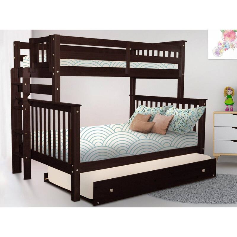 Taylor & Olive Trillium Twin over Full Bunk Bed Ladder, Twin Trundle - Dark Cherry