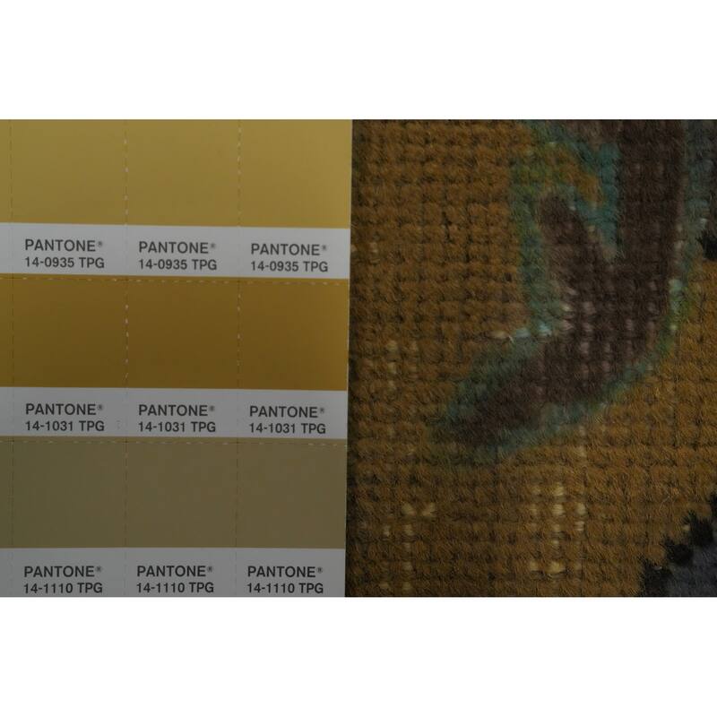 Hand Knotted Oriental 100% Wool Carpet Traditional Floral Yellow & Gold Tabriz Area Rug - 9' 6'' X 6' 7''