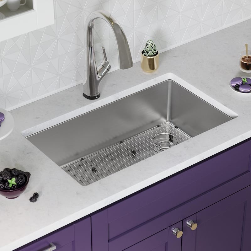 Elkay Crosstown 18 Gauge Stainless Steel 31-1/2" x 18-1/2" x 9", Single Bowl Undermount Sink Kit with Filtered Faucet