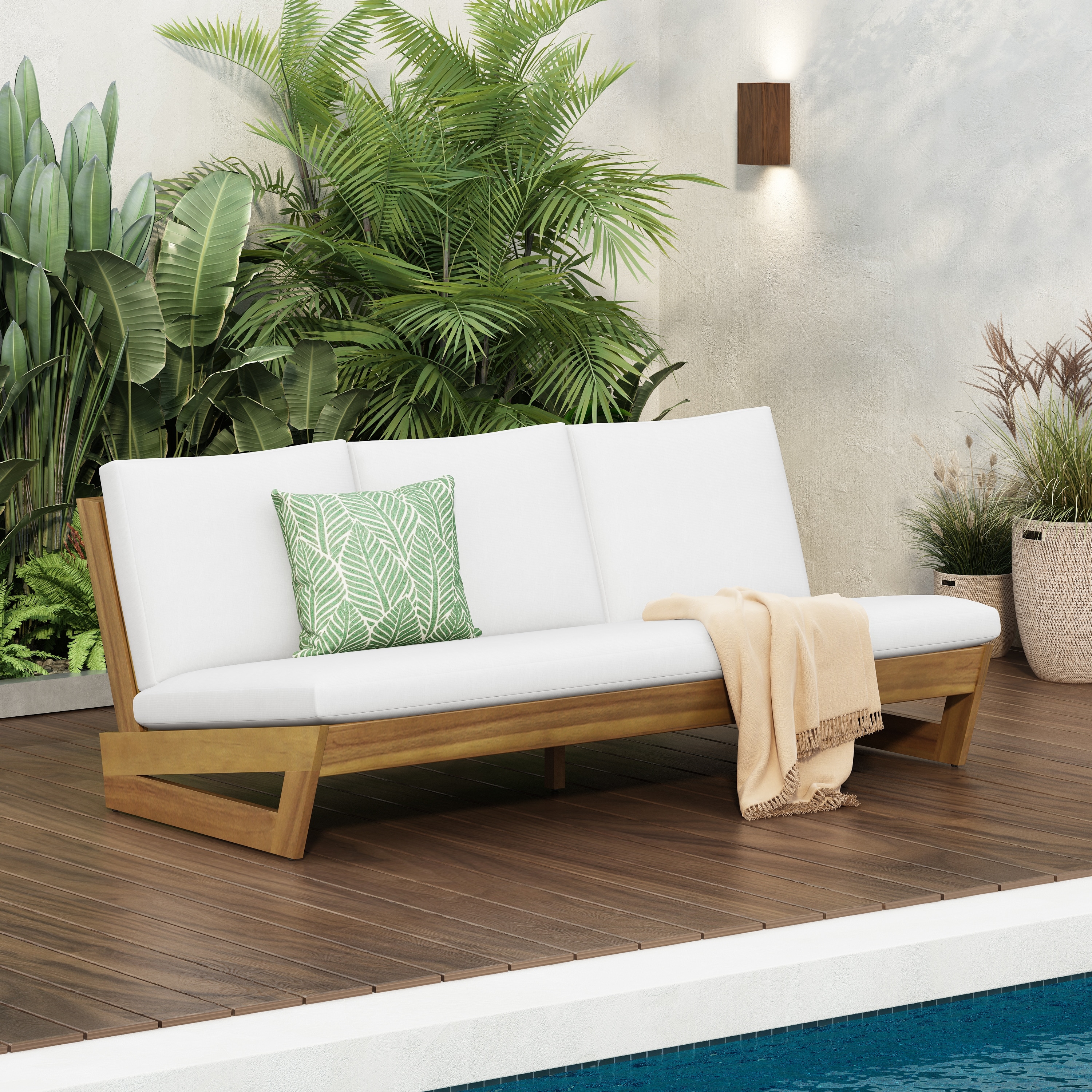Christopher Knight Home - Sherwood Acacia Wood Outdoor 3 Seat Patio Sofa with Cushions