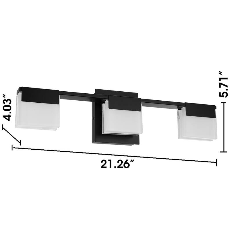 Eglo Vente 3-Light Mate Black LED Bath/Vanity Light with Square Frosted Glass