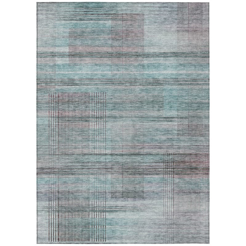 HomeRoots Striped Transitional Rectangle Outdoor Rug