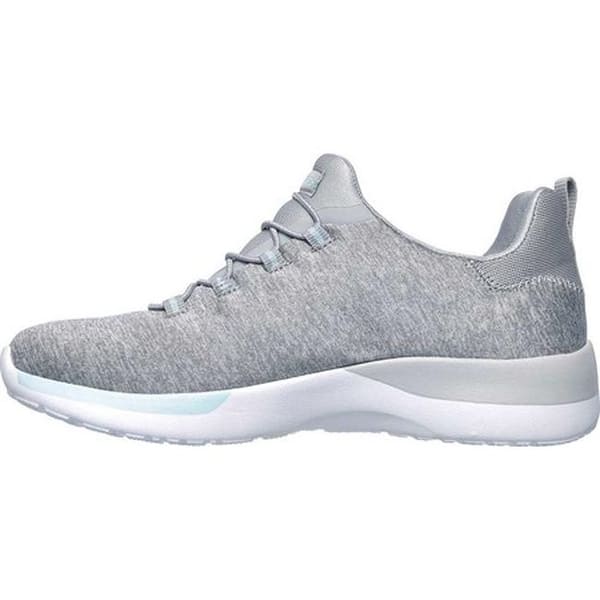 Shop Skechers Women S Dynamight Break Through Bungee Lace Sneaker Light Gray Aqua Overstock 19114086