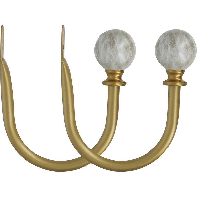 MERIVILLE Set of 2 Decorative Spanish White Marble Ball End Window Curtain Holdbacks