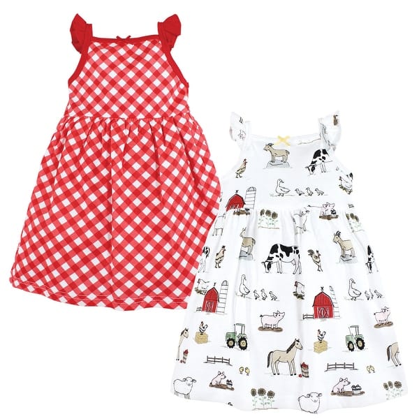 slide 1 of 1, Hudson Baby Toddler Girl Cotton Dresses, Farm 2T - Farm