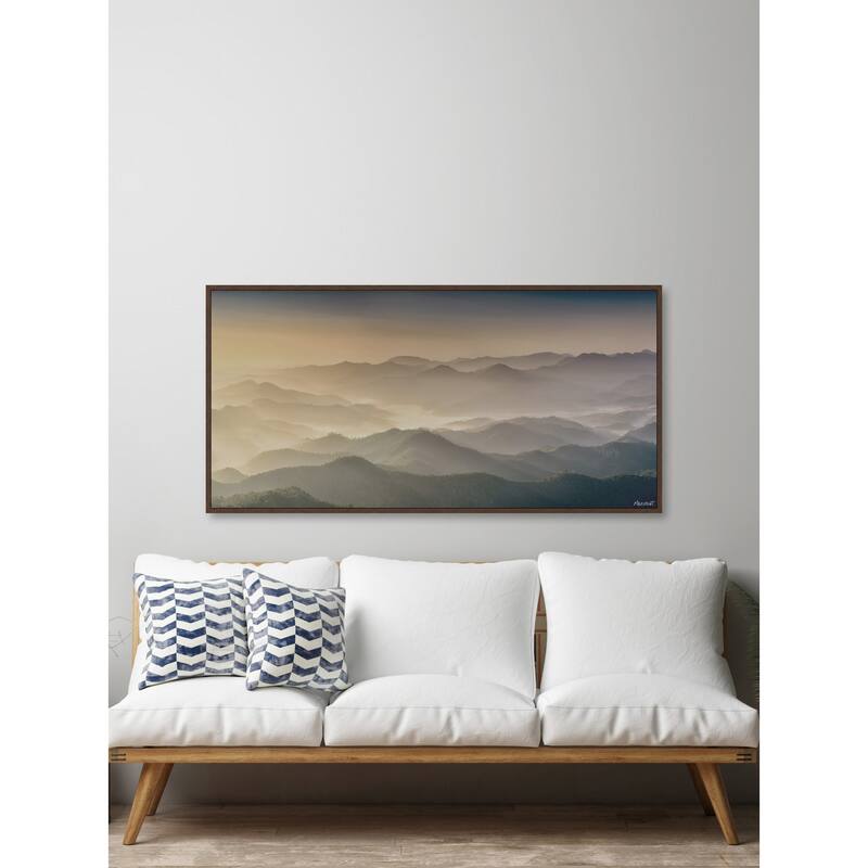 Foggy Sunrise Floater Framed Print on Canvas