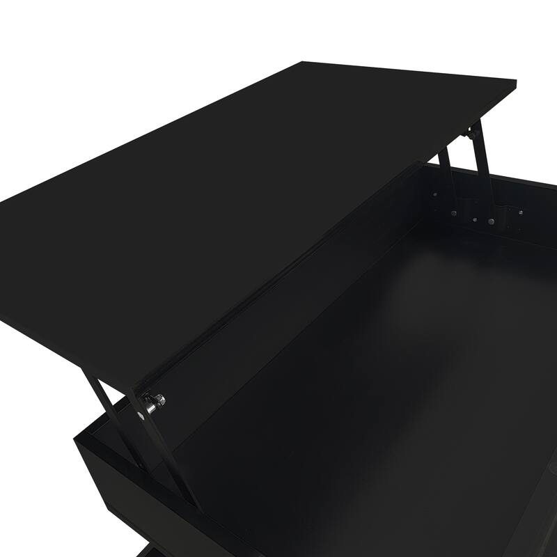 High Gloss Lift-Top Coffee Table with LED Lights and Hidden Storage, 2-Tier Modern Living Room Accent Table