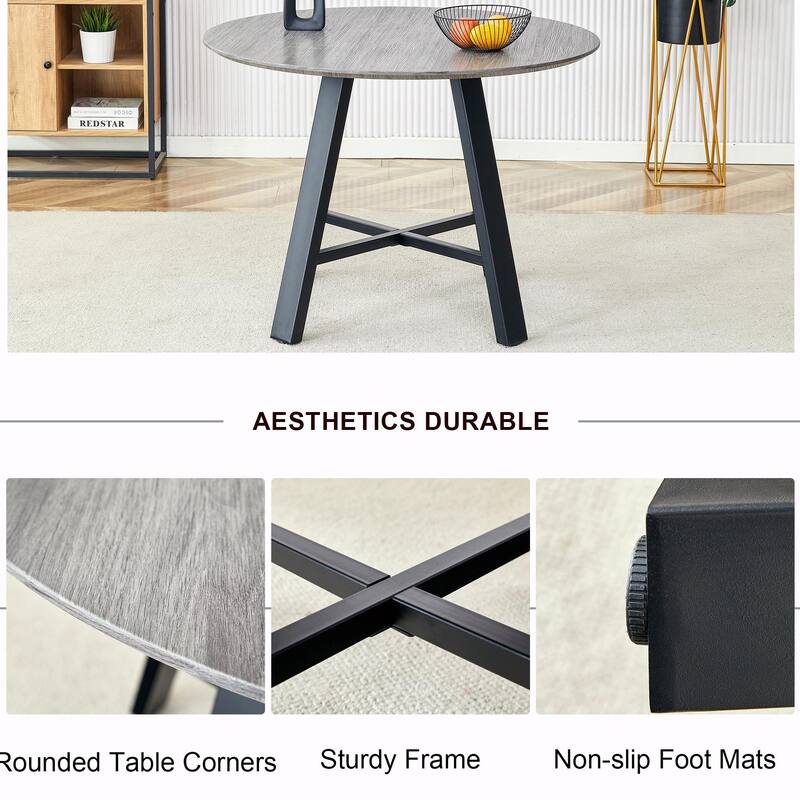 42" Round Dining Table - Metal Legs, Multi-Use
