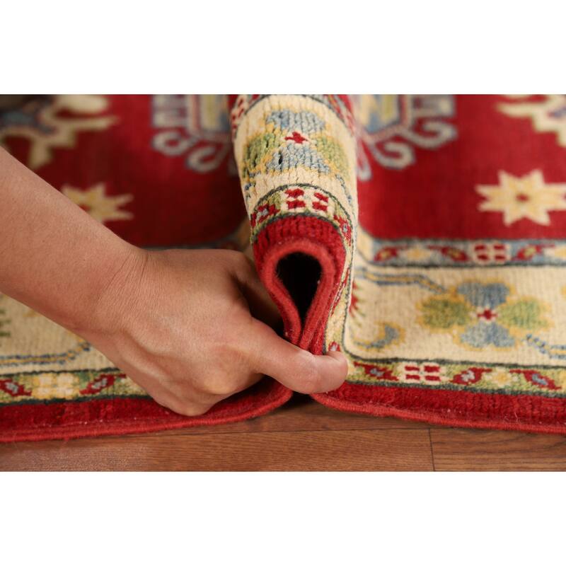 Red Kazak Foyer Rug Handmade Traditional Wool Carpet - 2'9" x 4'1"
