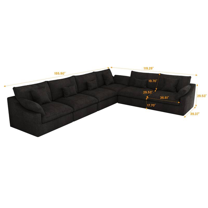 Large Linen Corner Sectional Sofa Couch for Living Room Set