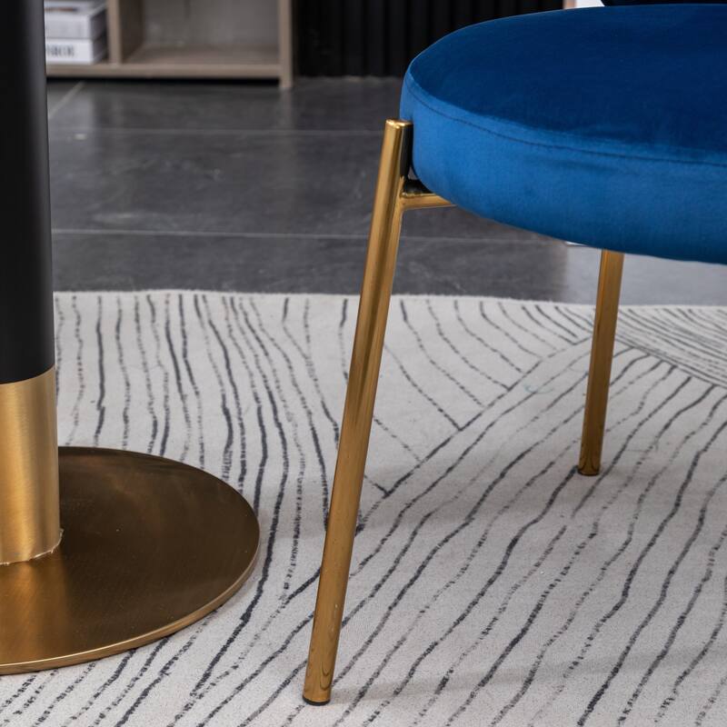 Modern Dining Set with Round Table & Velvet Tufted Chairs