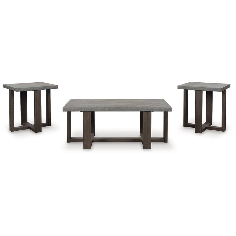 Signature Design by Ashley Dynnford Gray/Brown Table (Set of 3) - 49" W x 23.5" D x 19" H