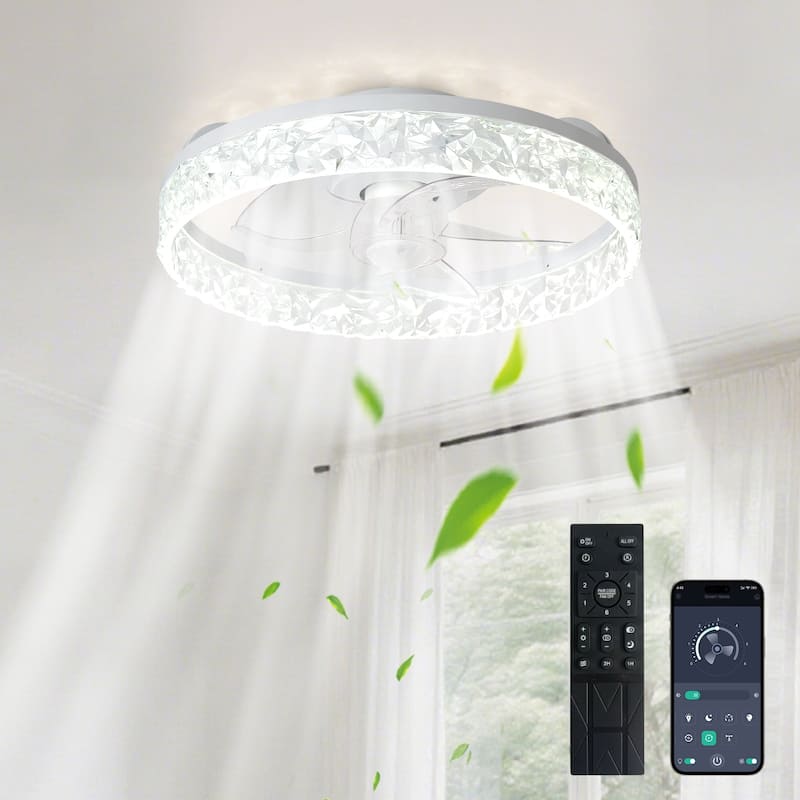 Low Profile Ceiling Fan with Light: 20-16 Inch, App Remote Control, Dimmable 3 CCT LED, 6 Wind Speeds, Ultra Quiet