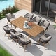 preview thumbnail 11 of 20, PURPLE LEAF Outdoor Dining Set for Garden Deck Wicker Table and Chairs Set-11 Piece Teak (9 Pcs Rectangular Teak Table)