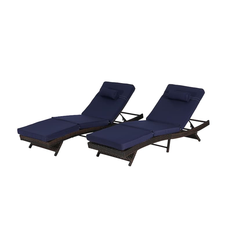 Outdoor Wicker Long Reclining Chair Set of 2