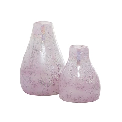 Glass Handmade Blown Vase - Set of 2 Purple - CosmoLiving by Cosmopolitan - 8"W x 8"L x 12"H