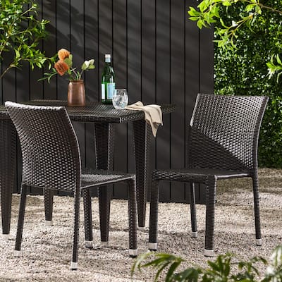 Dover Outdoor Wicker Aluminum Stacking Dining Chair (Set of 2) by Christopher Knight Home