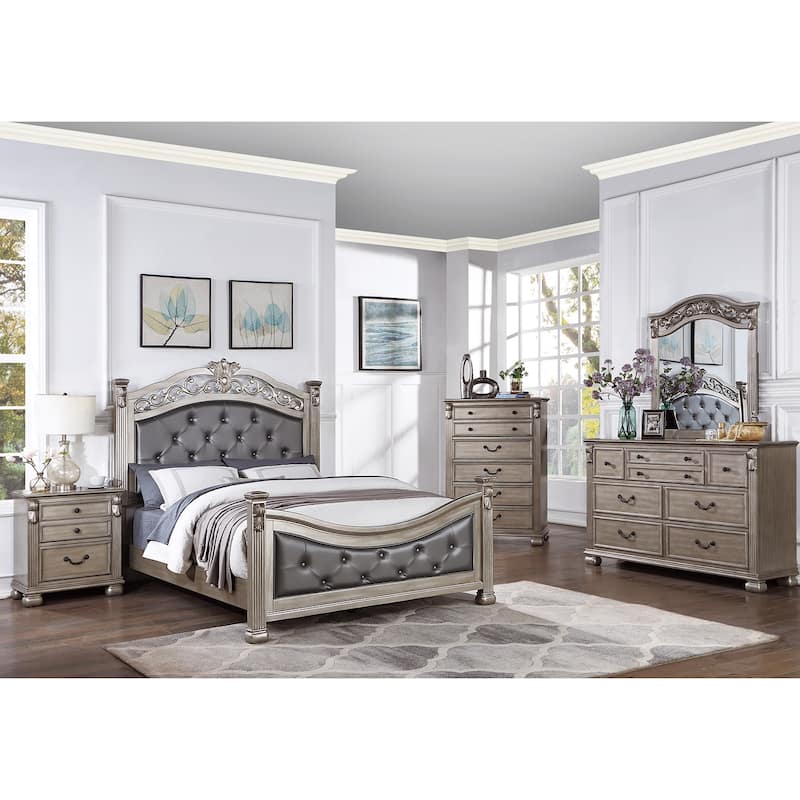 5 Drawers Wooden Chest in Antique Silver