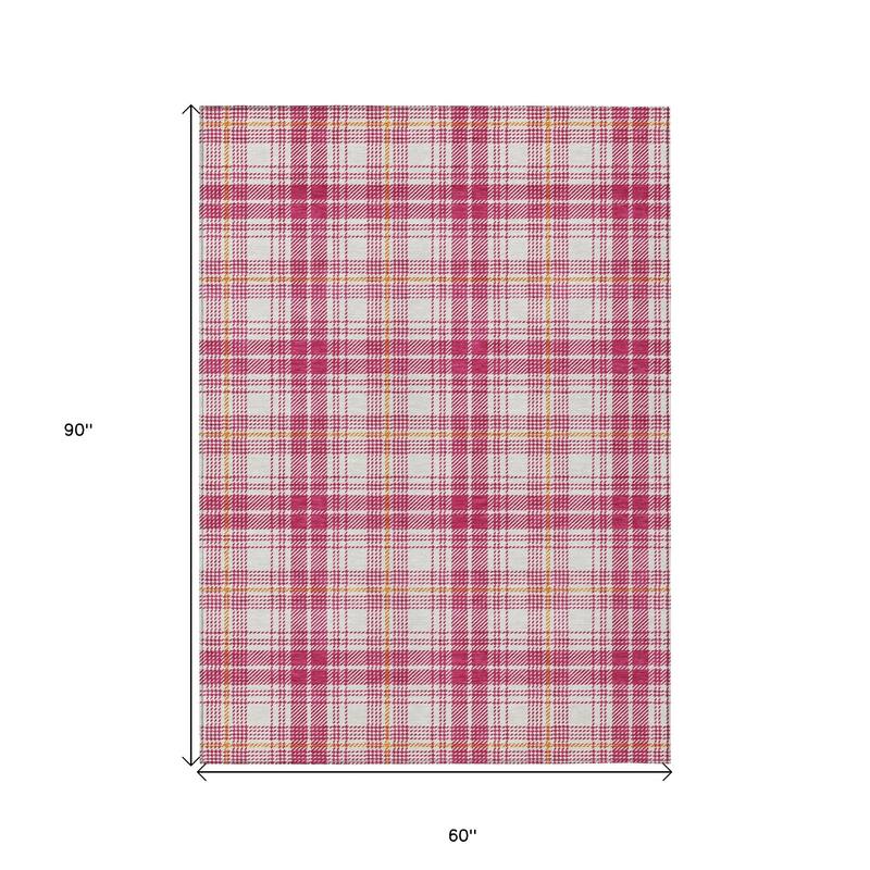 HomeRoots Plaid Transitional Rectangle Outdoor Rug