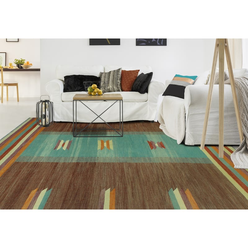 Noori Rug Winchester Flatweave Loren Blue/Brown Rug - 9'2" x 11'10"