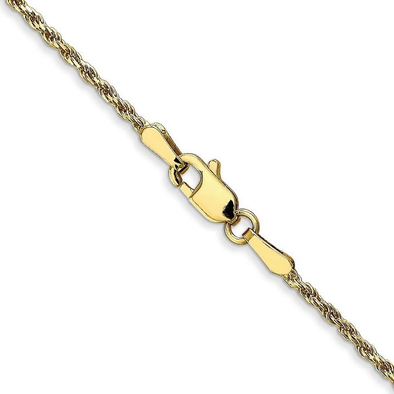 Curata 10k Yellow Gold Solid 1.5mm Sparkle Cut Rope Chain Anklet 9 Inch