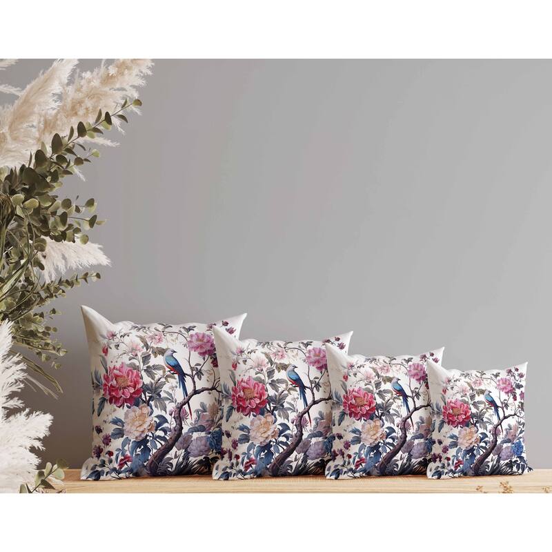 Bloom Bower Bliss Indoor/Outdoor Reversible Throw Pillow White and Pink