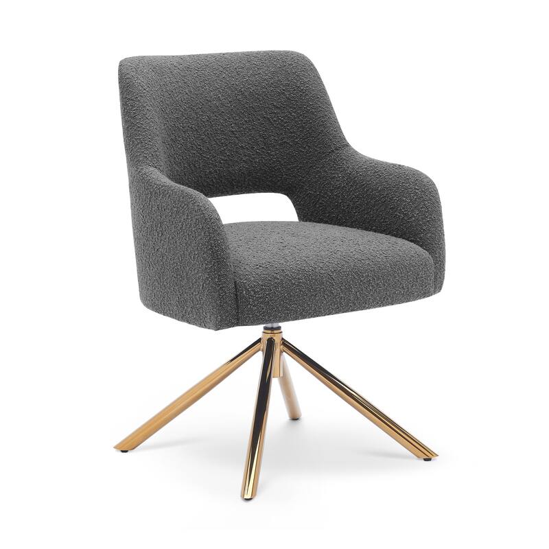 Boucle Polyester Upholstered Swivel Accent Chair - Stain Resistant
