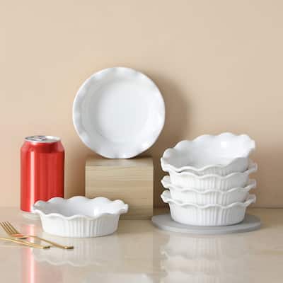 LOVECASA Porcelain 6-Piece Baking Round Dessert Dish Set