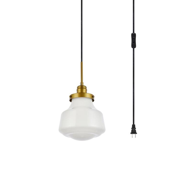 Lina 1-Light Plug in Pendant with Clear Bubble Shade - Black - 8" Diameter