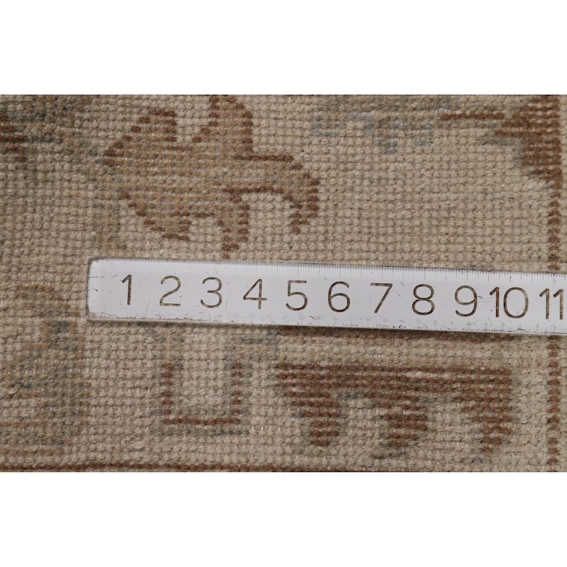 Light Green Oushak Indian Area Rug Handmade Wool Carpet - 9'0" x 11'11"