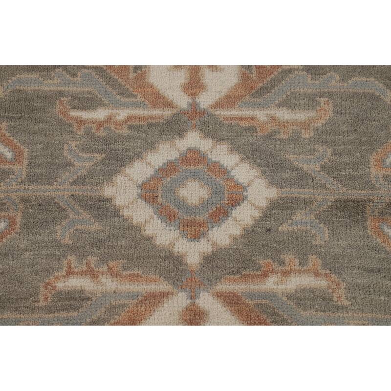 Transitional Floral Oushak Style Area Rug Handmade Wool Carpet - 7'11" x 10'1"