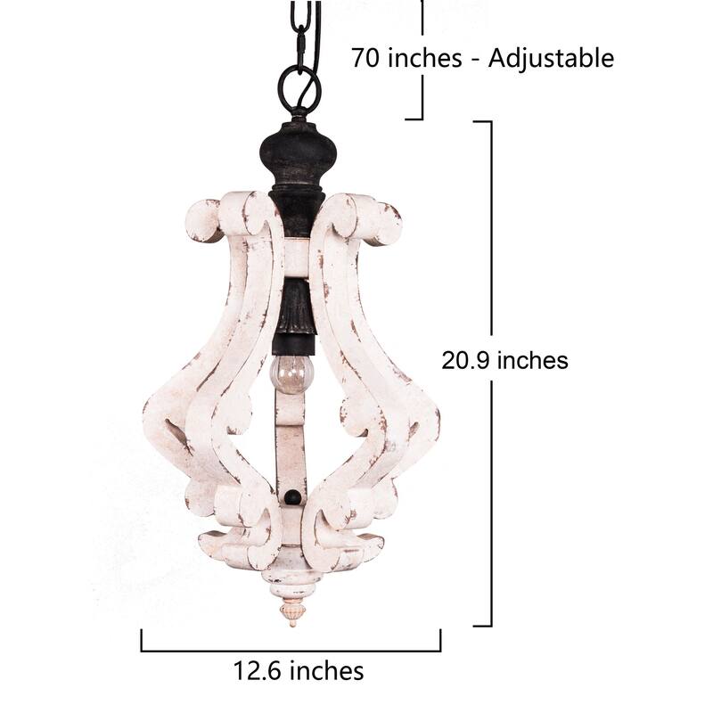 CurveCurio 1-Light Wood Light, Rustic Wood Pendant Light for Foyer Kitchen Island Light & Hallway Breakfast Area Chandelier,