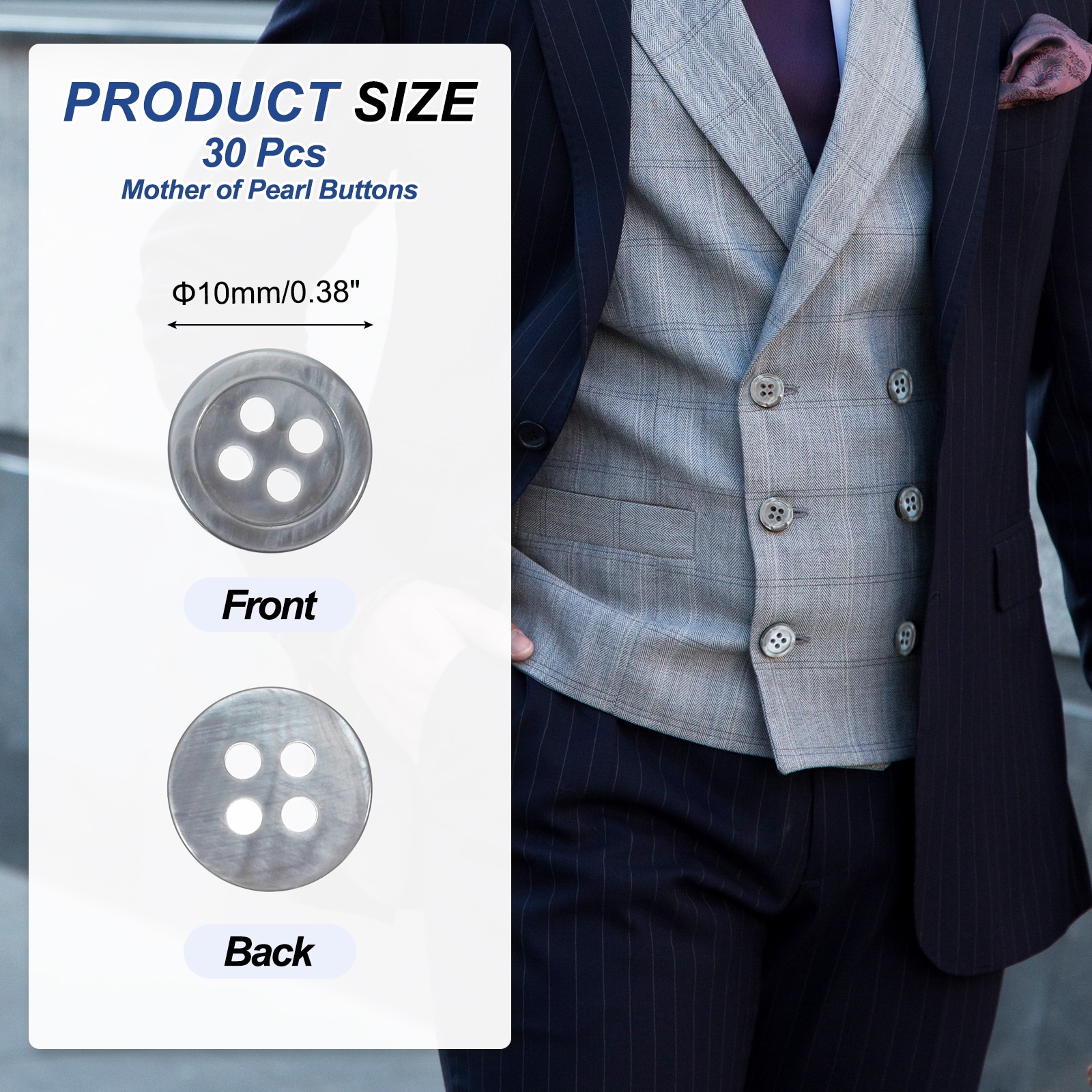 Mother of Pearl Buttons, MOP Natural Pearl Shell Buttons for Sewing Coat Suits Shirt DIY Craft Decoration