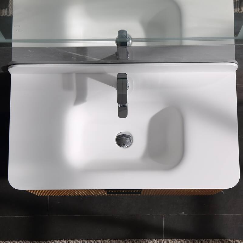 Modland 36" Wall-Mounted Bathroom Vanity with Acrylic Top Integrated Sink & Overflow