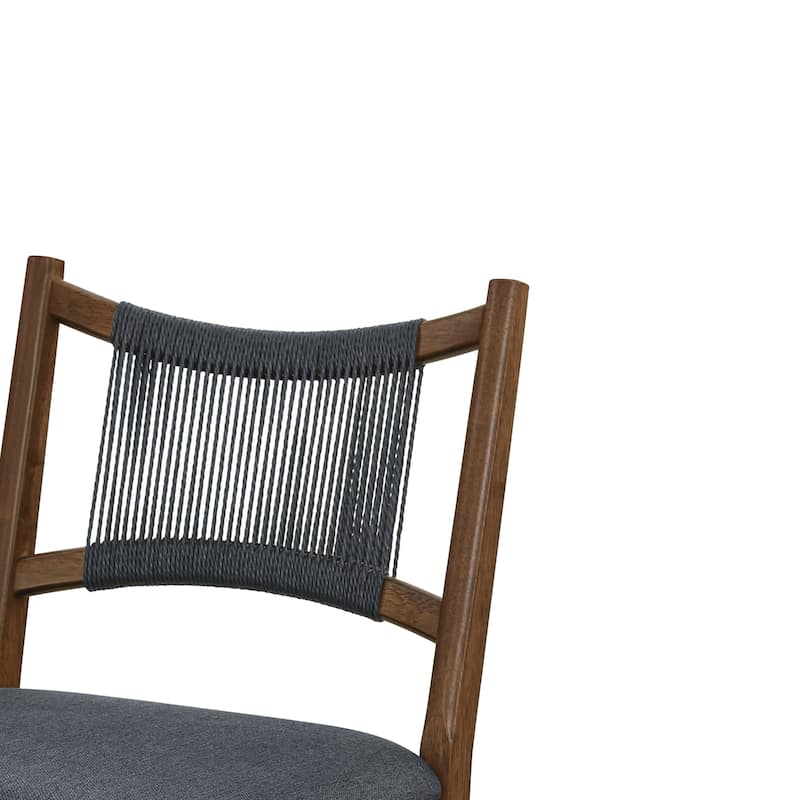 Christopher Knight Home - Arno Mid-Century Modern Upholstered Counter Stool with Rope Back and Solid Wood Frame Set - 21"W