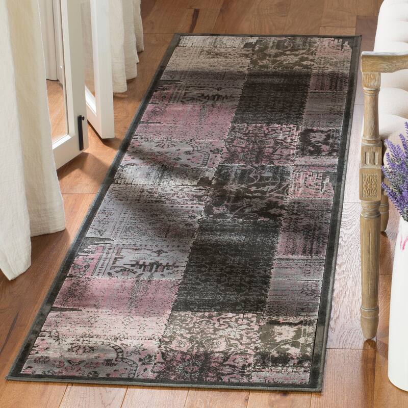 SAFAVIEH Paradise Bernardina Modern Viscose Rug - 2'2" x 8' Runner - Charcoal/Multi
