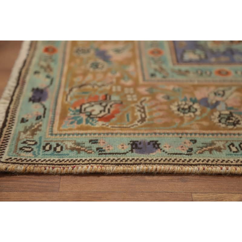 Hand Knotted Oriental 100% Wool Carpet Traditional Floral Oranges & Rust Tabriz Area Rug - 6' 6'' X 4' 11''