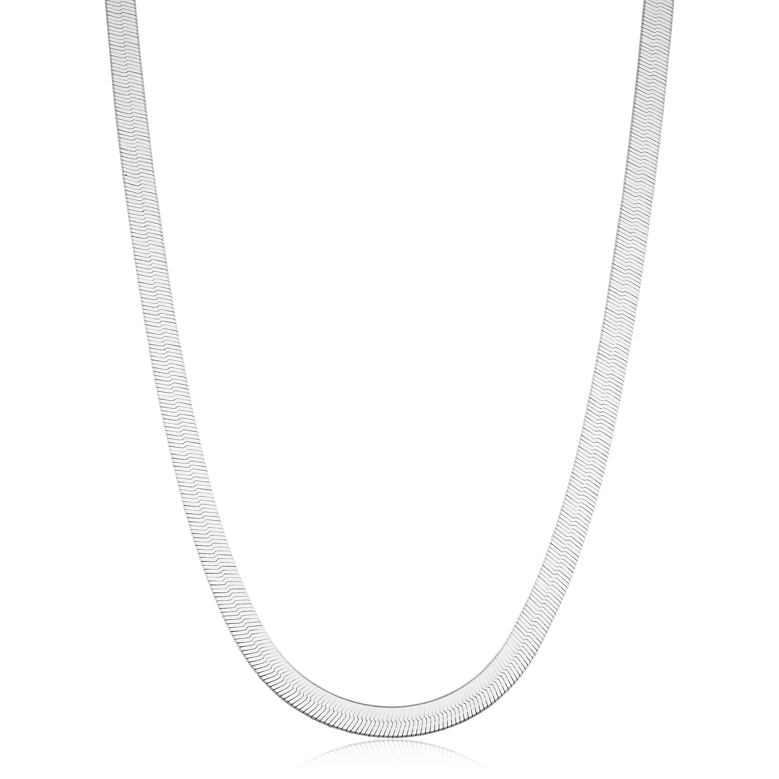 Fremada Sterling Silver 5.5 millimeter Herringbone Necklace for Men and Women - Made in Italy