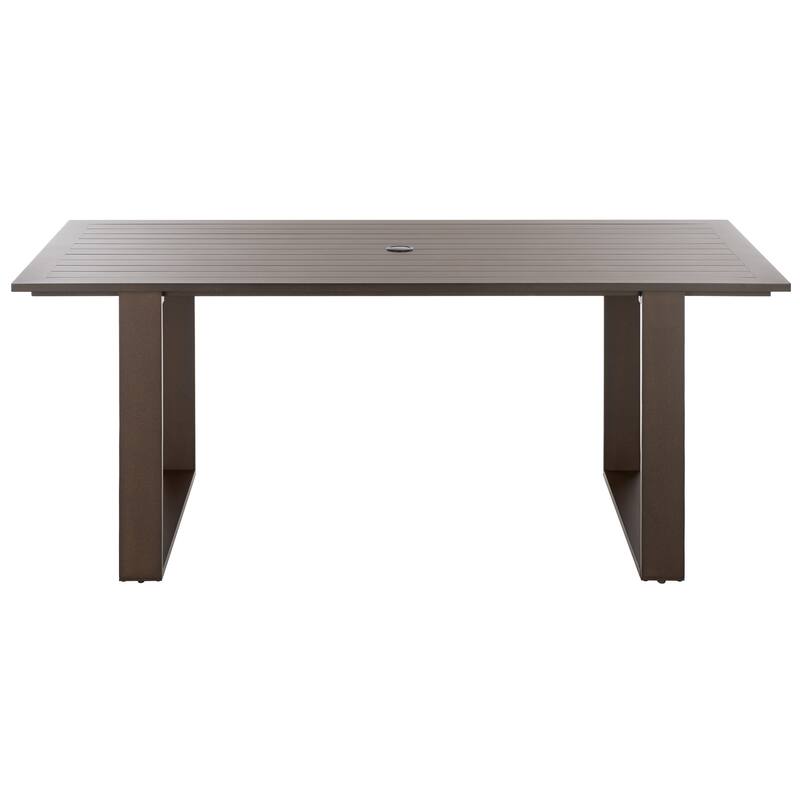 SAFAVIEH Outdoor Living Fash Aluminum Sled Leg Dining Table - 71"W x 34"D x 29"H