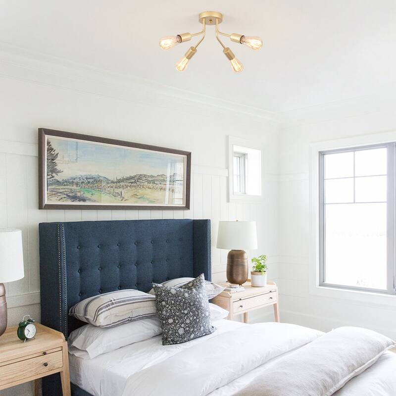 Modern 4-Light Semi Flush Mount Ceiling Light for Dining Room Bedroom Hallway Entryway