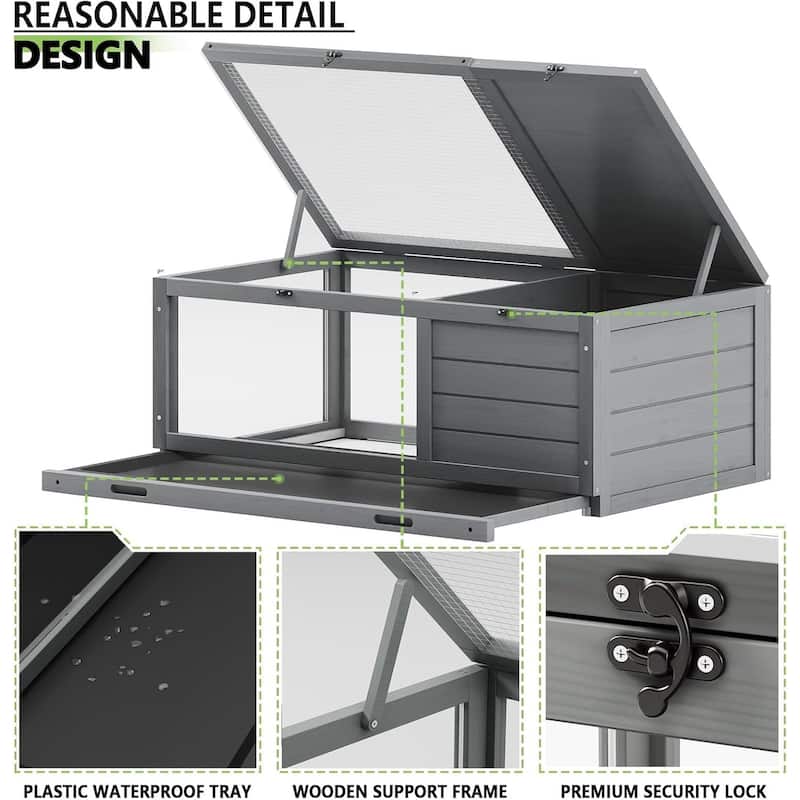 BOSSIN Tortoise Habitat with Detachable Legs, Wooden Tortoise House Reptile Cage for Small Animals with Lamp Holder