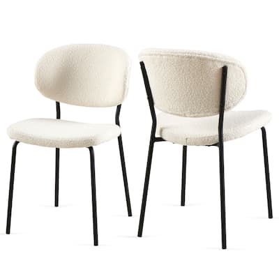 Boucle Fabric Dining Chairs Set of 2,Dining Chairs with Metal Legs for Dining Room, Kitchen, Living Room